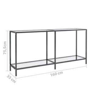 vidaXL Console Table Transparent 160x35x75.5 cm Tempered Glass