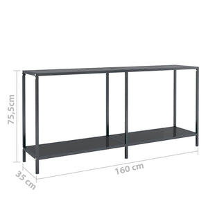 vidaXL Console Table Black 160x35x75.5 cm Tempered Glass