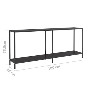 vidaXL Console Table Black 180x35x75.5 cm Tempered Glass