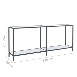 vidaXL Console Table White 180x35x75.5 cm Tempered Glass