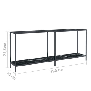 vidaXL Console Table Black 180x35x75.5 cm Tempered Glass