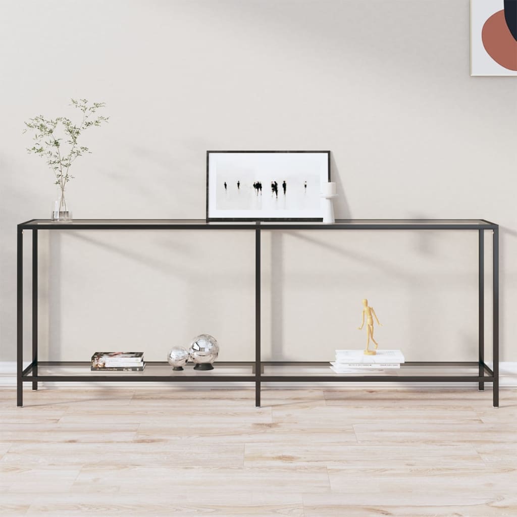 vidaXL Console Table Transparent 200x35x75.5 cm Tempered Glass