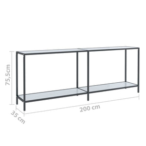 vidaXL Console Table White 200x35x75.5 cm Tempered Glass