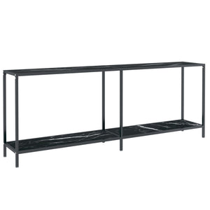 vidaXL Console Table Black 200x35x75.5 cm Tempered Glass