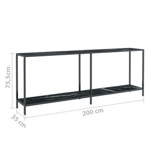 vidaXL Console Table Black 200x35x75.5 cm Tempered Glass