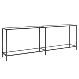 vidaXL Console Table Transparent 220x35x75.5 cm Tempered Glass