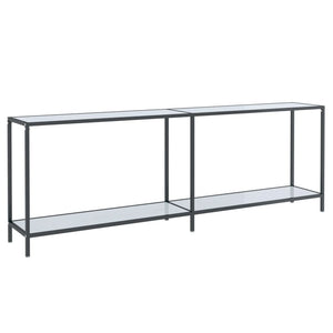 vidaXL Console Table White 220x35x75.5 cm Tempered Glass