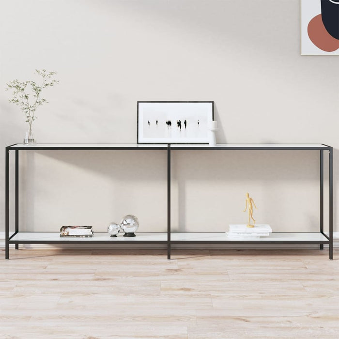 vidaXL Console Table White 220x35x75.5 cm Tempered Glass