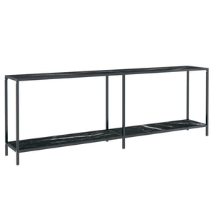 vidaXL Console Table Black 220x35x75.5 cm Tempered Glass