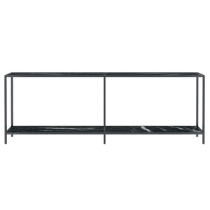 vidaXL Console Table Black 220x35x75.5 cm Tempered Glass