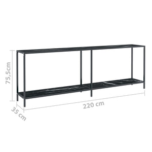 vidaXL Console Table Black 220x35x75.5 cm Tempered Glass