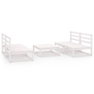 vidaXL 5 Piece Garden Lounge Set White Solid Wood Pine