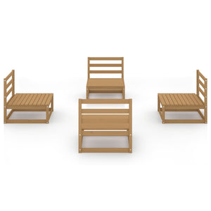 vidaXL 4 Piece Garden Lounge Set Honey Brown Solid Wood Pine