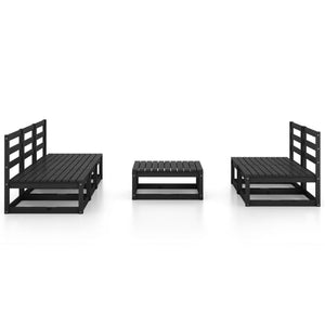 vidaXL 6 Piece Garden Lounge Set Black Solid Pinewood