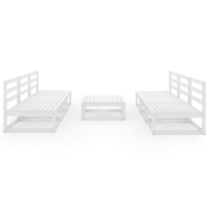 vidaXL 7 Piece Garden Lounge Set White Solid Wood Pine