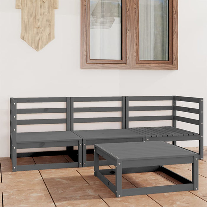 vidaXL 4 Piece Garden Lounge Set Grey Solid Pinewood