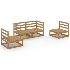 vidaXL 4 Piece Garden Lounge Set Honey Brown Solid Pinewood