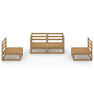 vidaXL 4 Piece Garden Lounge Set Honey Brown Solid Pinewood