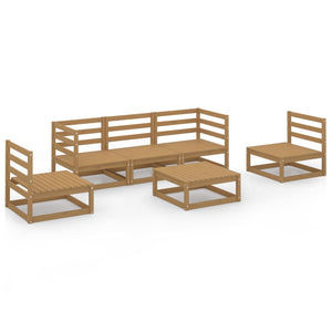 vidaXL 6 Piece Garden Lounge Set Honey Brown Solid Wood Pine