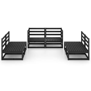 vidaXL 6 Piece Garden Lounge Set Black Solid Pinewood