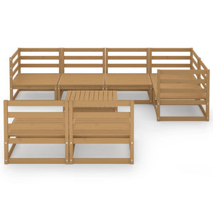 vidaXL 8 Piece Garden Lounge Set  Honey Brown Solid Pinewood