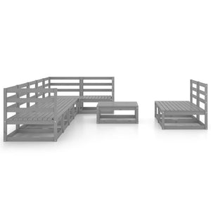 vidaXL 9 Piece Garden Lounge Set Grey Solid Pinewood