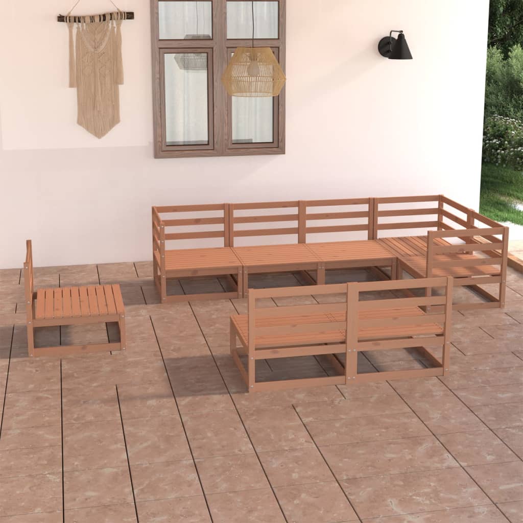 vidaXL 8 Piece Garden Lounge Set Honey Brown Solid Pinewood