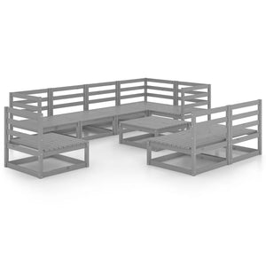 vidaXL 9 Piece Garden Lounge Set Grey Solid Pinewood