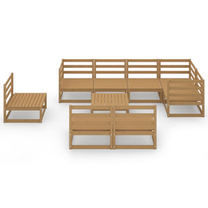 vidaXL 9 Piece Garden Lounge Set Honey Brown Solid Pinewood