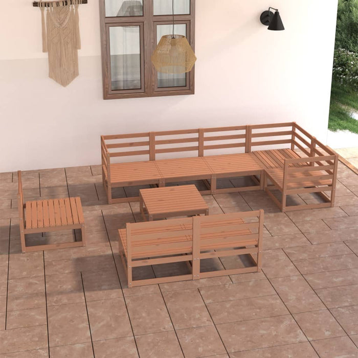 vidaXL 9 Piece Garden Lounge Set Honey Brown Solid Pinewood