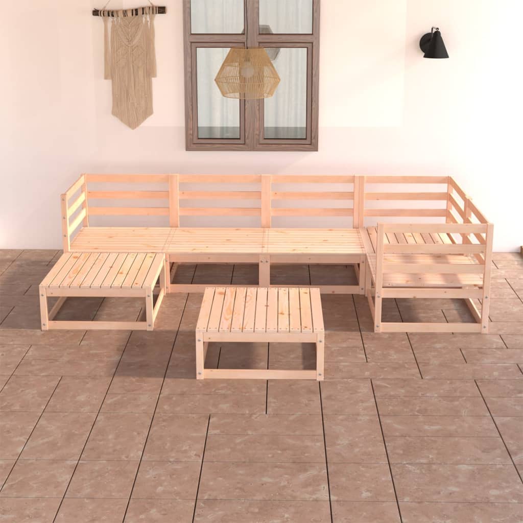 vidaXL 7 Piece Garden Lounge Set Solid Wood Pine