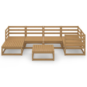 vidaXL 7 Piece Garden Lounge Set Honey Brown Solid Wood Pine