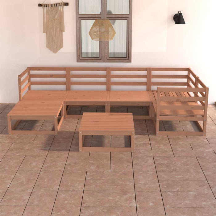 vidaXL 7 Piece Garden Lounge Set Honey Brown Solid Wood Pine