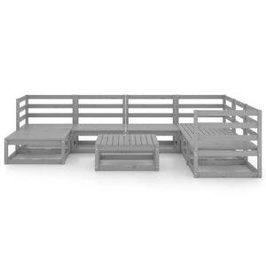 vidaXL 8 Piece Garden Lounge Set Grey Solid Pinewood