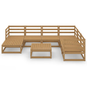 vidaXL 8 Piece Garden Lounge Set Honey Brown Solid Pinewood