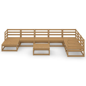 vidaXL 9 Piece Garden Lounge Set Honey Brown Solid Pinewood