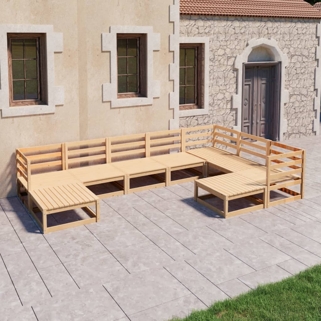 vidaXL 9 Piece Garden Lounge Set Solid Pinewood