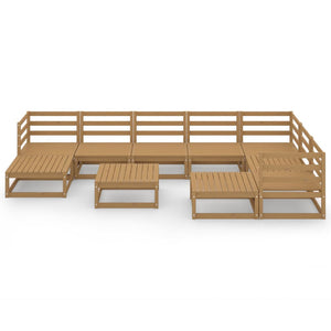 vidaXL 10 Piece Garden Lounge Set Honey Brown Solid Pinewood