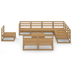 vidaXL 10 Piece Garden Lounge Set Honey Brown Solid Pinewood