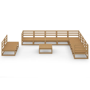 vidaXL 11 Piece Garden Lounge Set Honey Brown Solid Pinewood