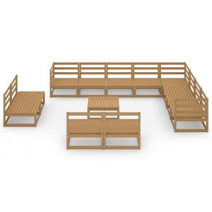 vidaXL 13 Piece Garden Lounge Set Honey Brown Solid Pinewood