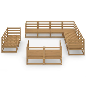 vidaXL 11 Piece Garden Lounge Set Honey Brown Solid Pinewood