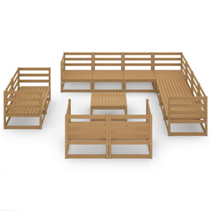 vidaXL 12 Piece Garden Lounge Set Honey Brown Solid Pinewood