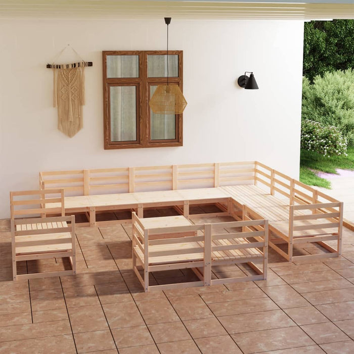 vidaXL 13 Piece Garden Lounge Set Solid Wood Pine