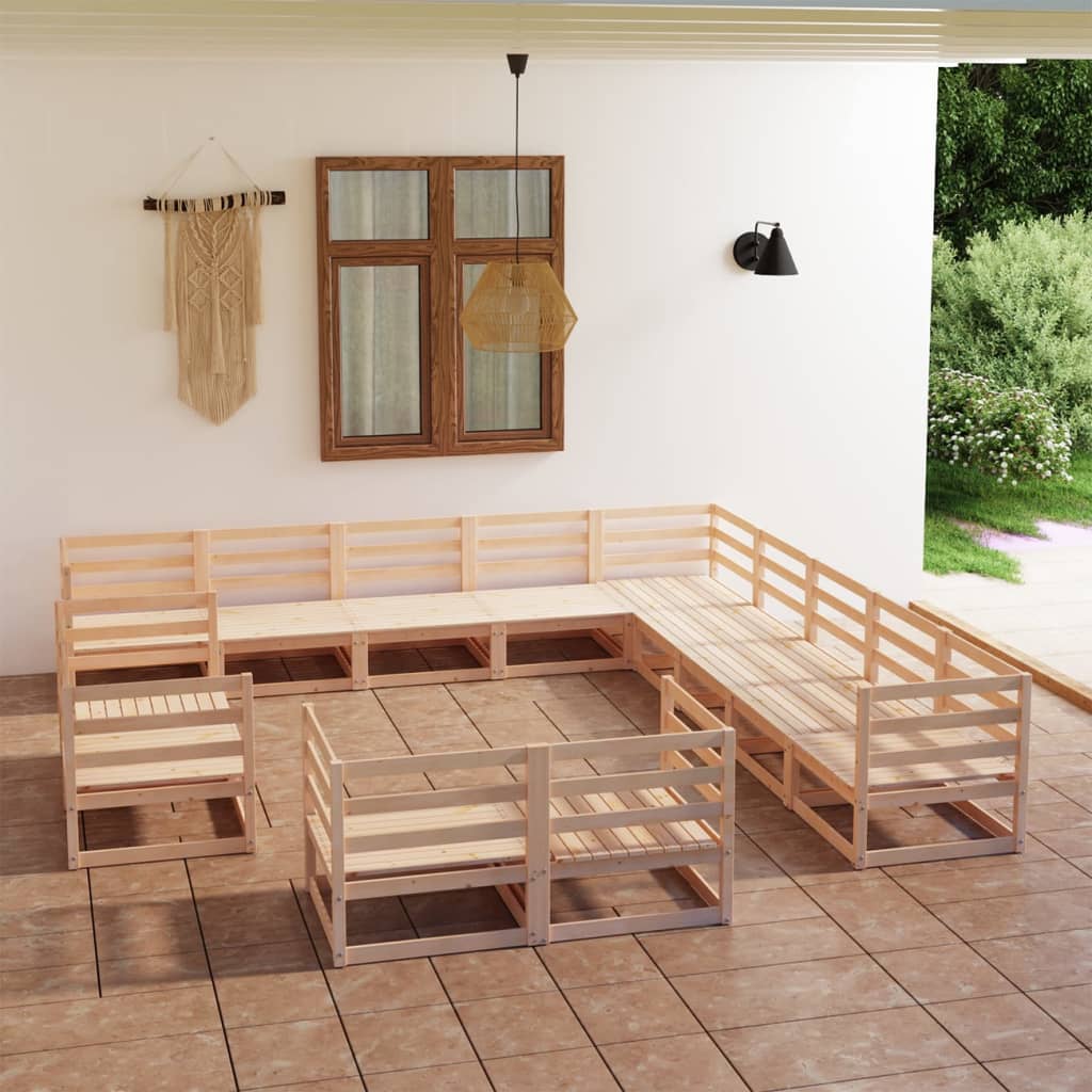 vidaXL 13 Piece Garden Lounge Set Solid Pinewood