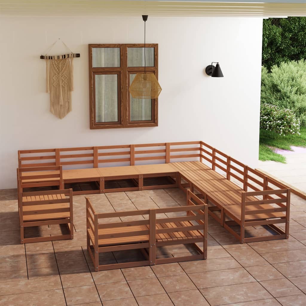 vidaXL 13 Piece Garden Lounge Set Solid Pinewood