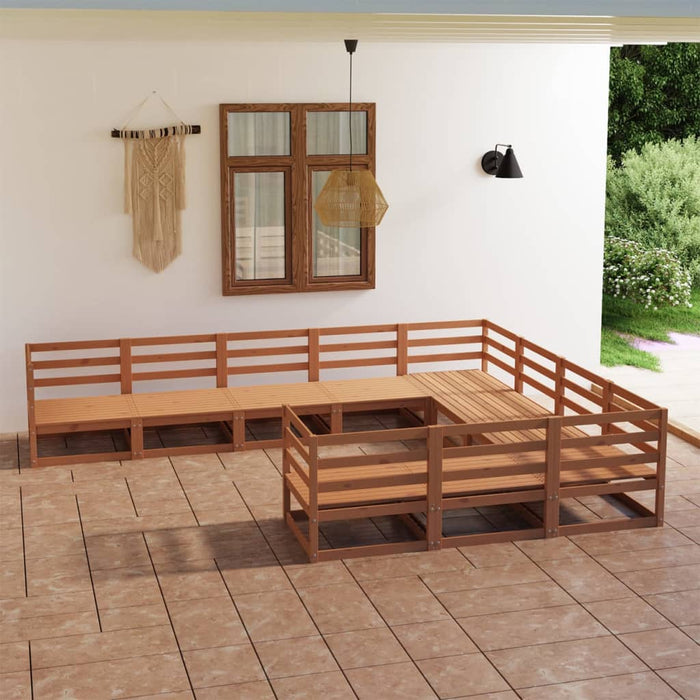 vidaXL 10 Piece Garden Lounge Set Solid Pinewood