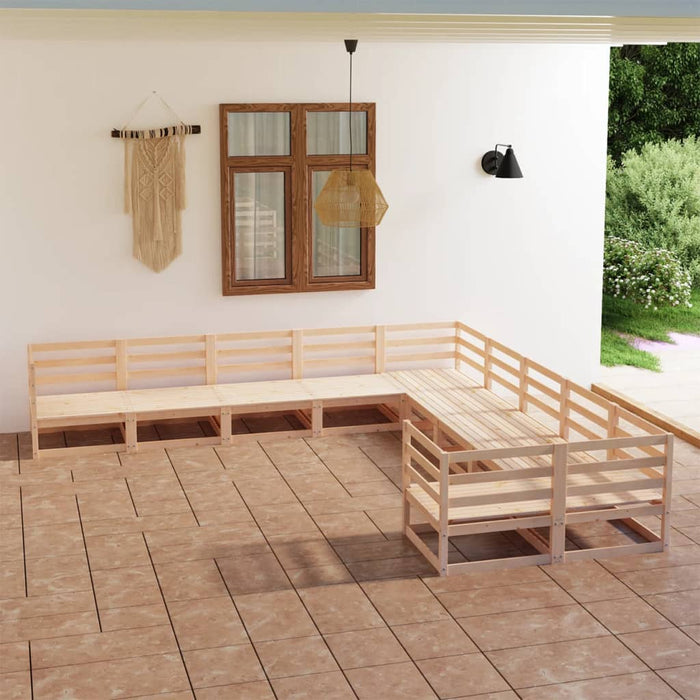 vidaXL 10 Piece Garden Lounge Set Solid Pinewood