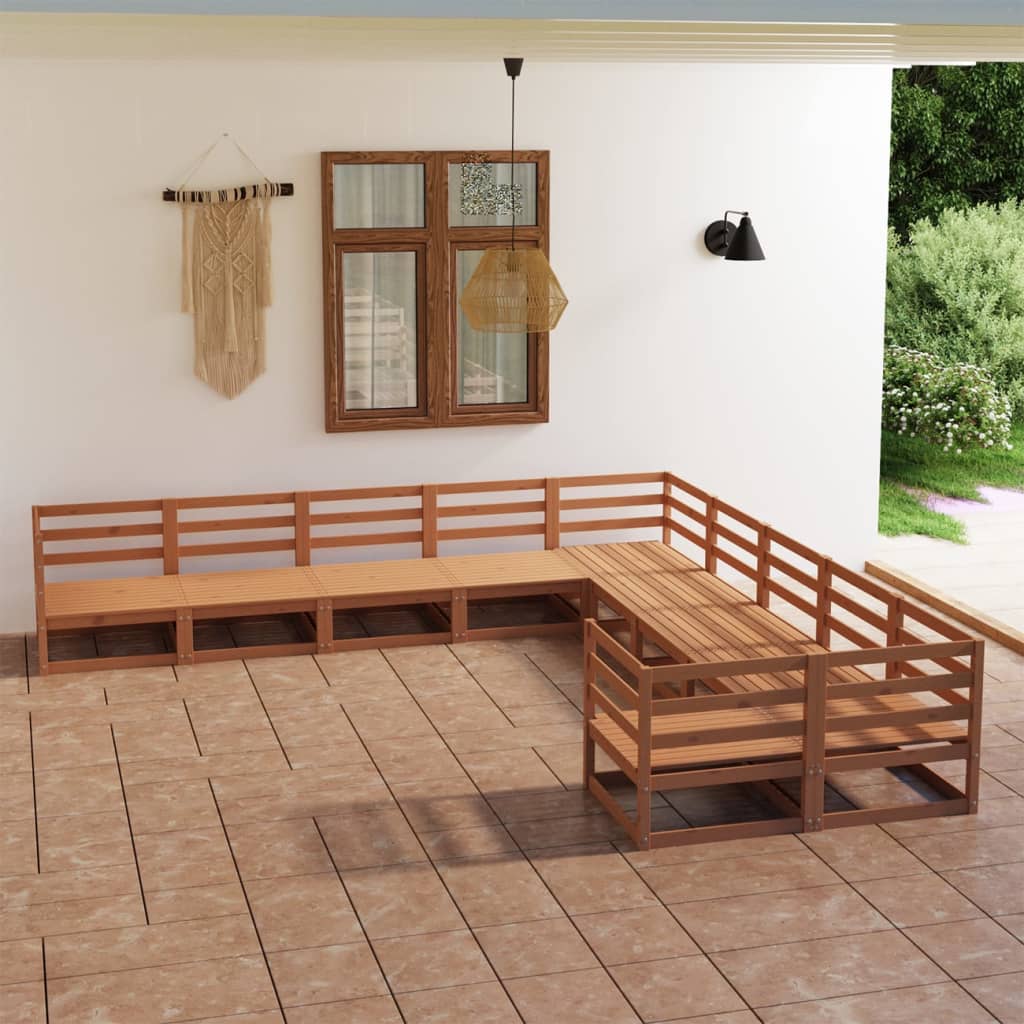 vidaXL 10 Piece Garden Lounge Set Solid Pinewood