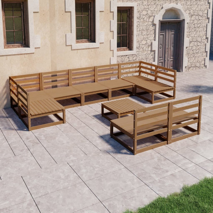 vidaXL 10 Piece Garden Lounge Set Solid Pinewood